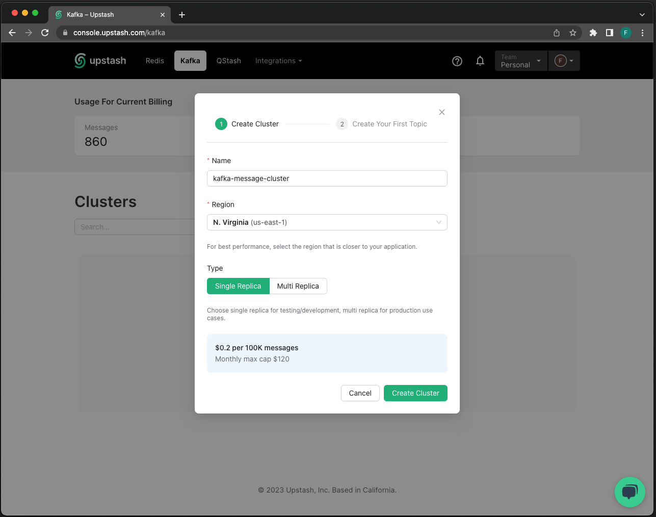 Create Kafka Cluster